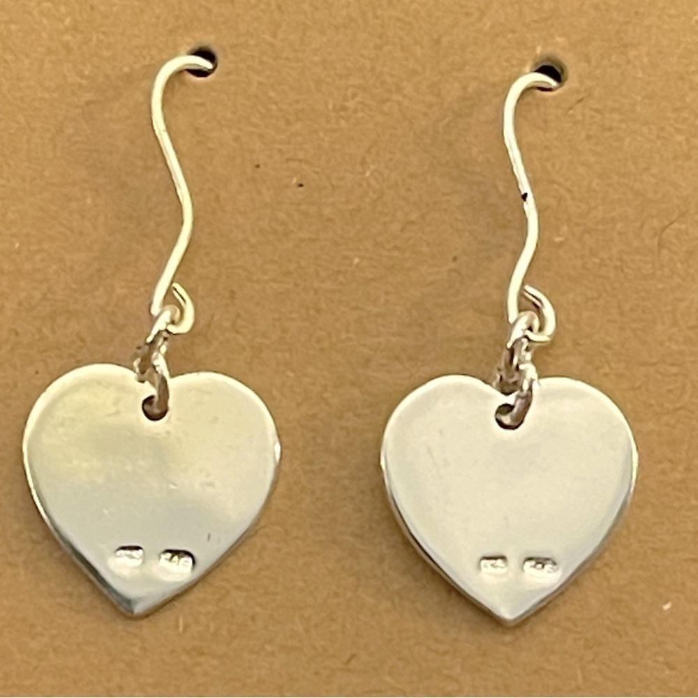 Sterling Silver FAITH Engraved Heart Dangle Earrings - Picture 2 of 3